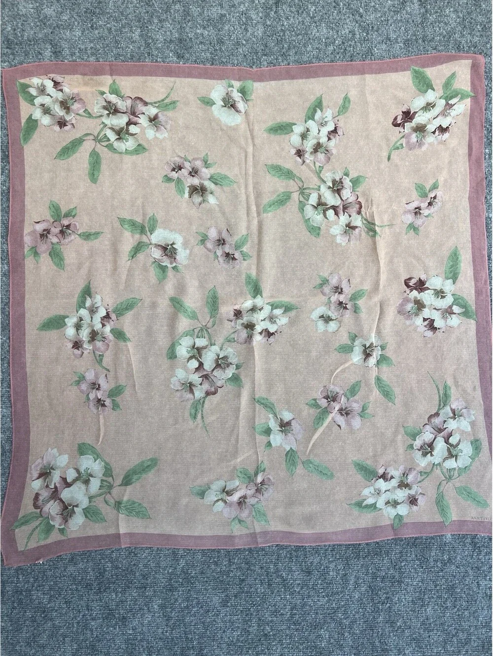 Ann Taylor Pink Floral Silk Square Scarf Vtg Made in Japan 33X33